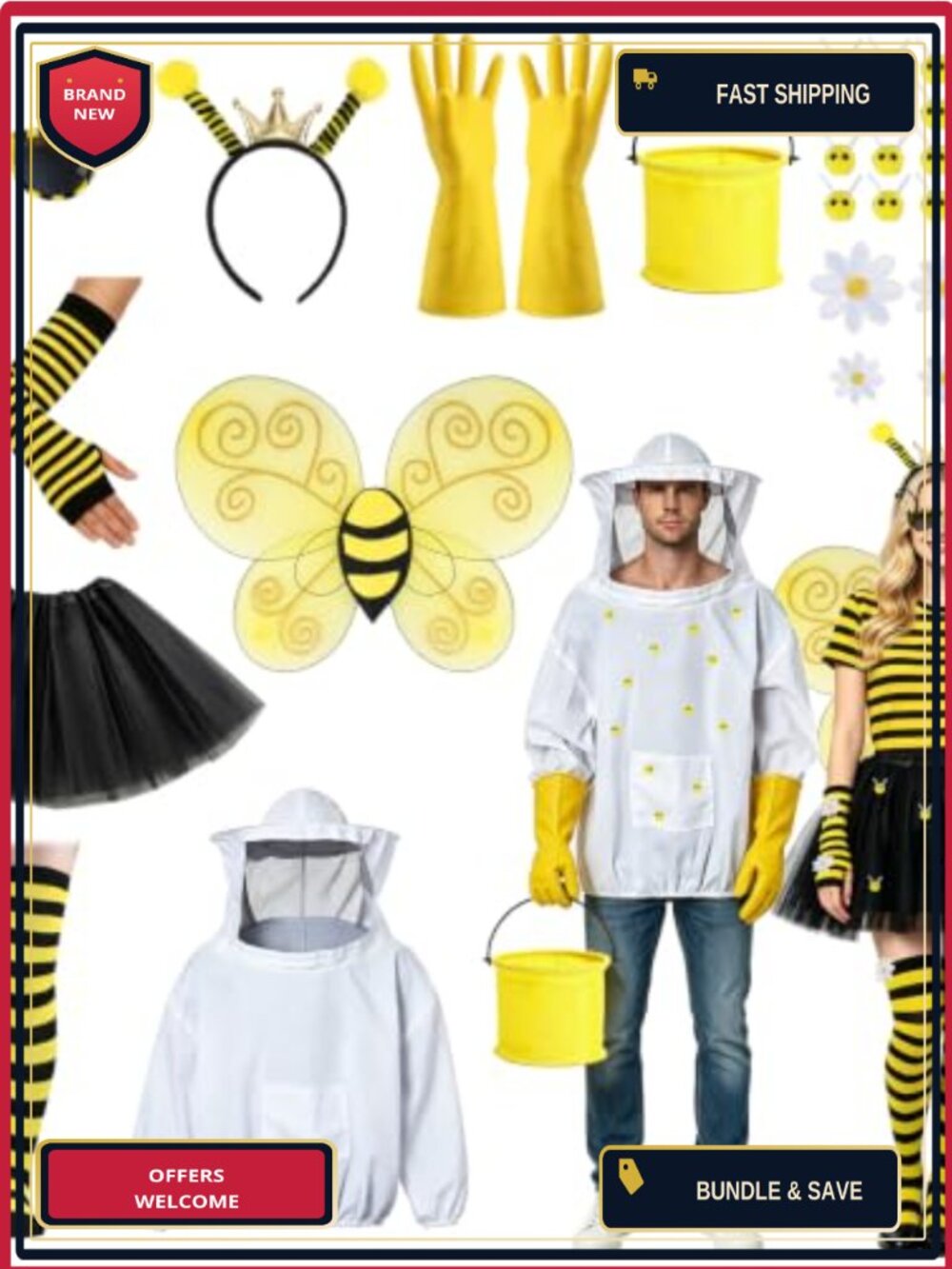 Queen Bee Beekeeper Couple Costume Set Cosplay Halloween Party